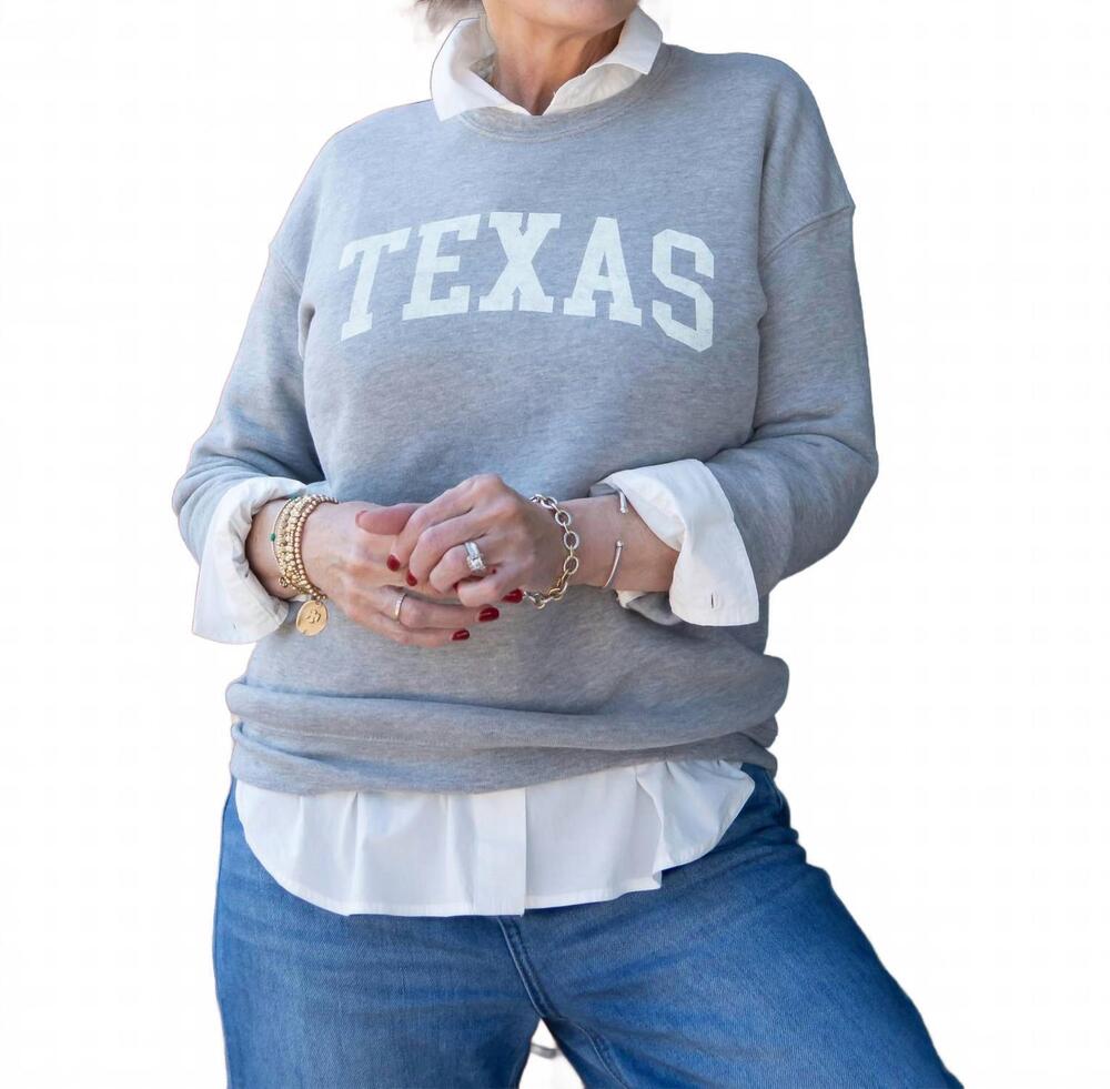 NEW OAT COLLECTIVE texas graphic sweatshirt in grey